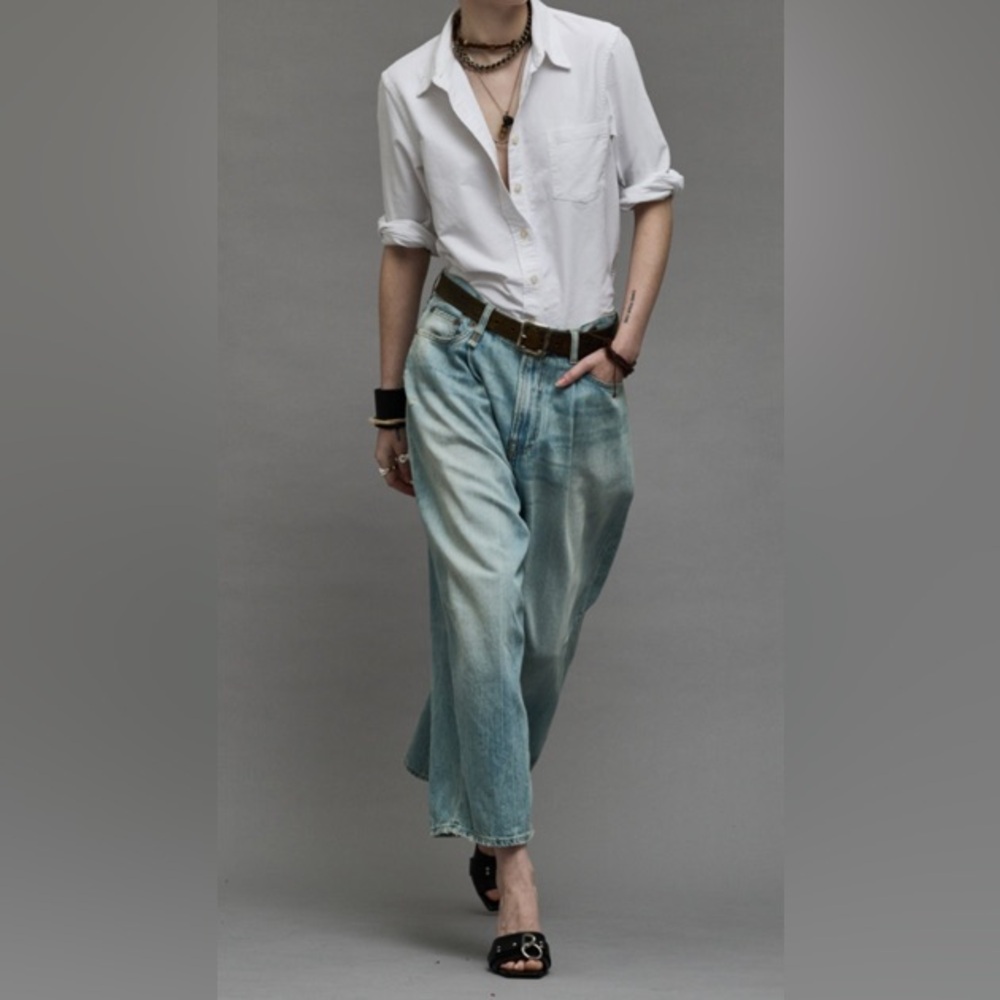 r13 cropped Wideleg Jean - Clinton Blue - 28